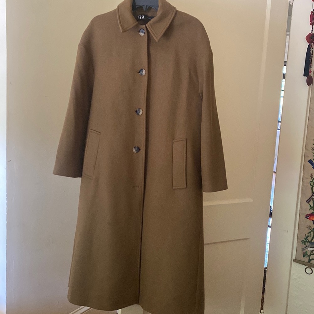 Long brown camel coat